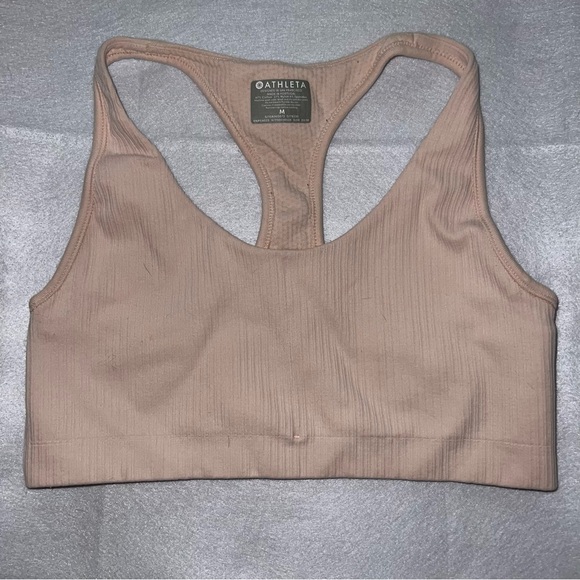 Athleta Light Pink Ribbed Racerback Sports Bra – Women’s Medium - Picture 1 of 4